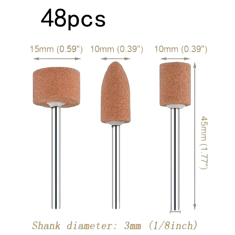 48PCSAluminaDurableGrindingWheel1/8"ShankforStoneShapingForDremel&AllRotaryToolsCost-Effective