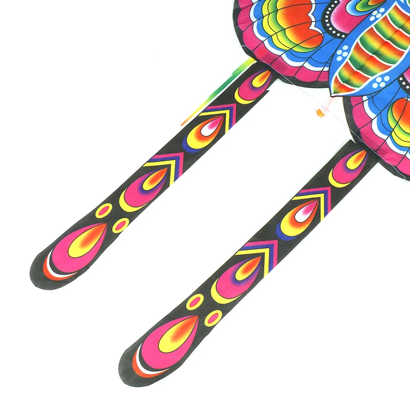 1 szt. Kolorowy latawiec motylkowy na zewnątrz, długi ogon, zabawki do latających latawców z uchwytem i linką dla dzieci, prezent dla dzieci, 90*50 cm