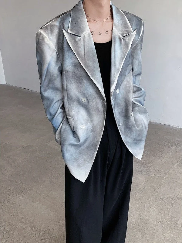 

Пиджак с ручной росписью, двойной пуговичной застежкой, подплечниками, повседневный, модный, из полиэфирного волокна, с длинными рукавами, молодежный, городской стиль