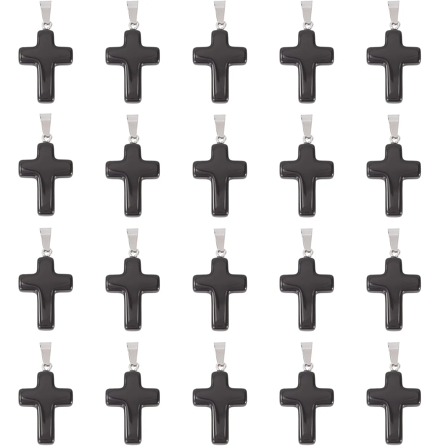 10/20PCS Obsidian cross pendant, suitable for DIY necklace and jewelry making, Easter church reward gift