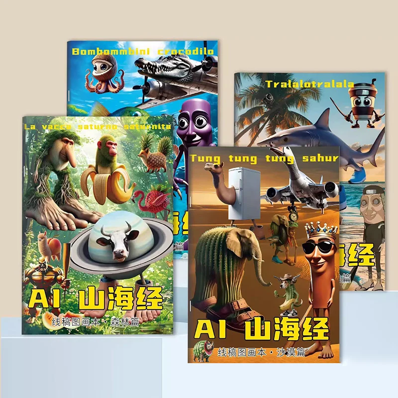 كتاب تلوين Brainrot الإيطالي، كتاب رسومات Tung Tung Sahur، كتب خربش تعليمية، رسومات هدية للأطفال