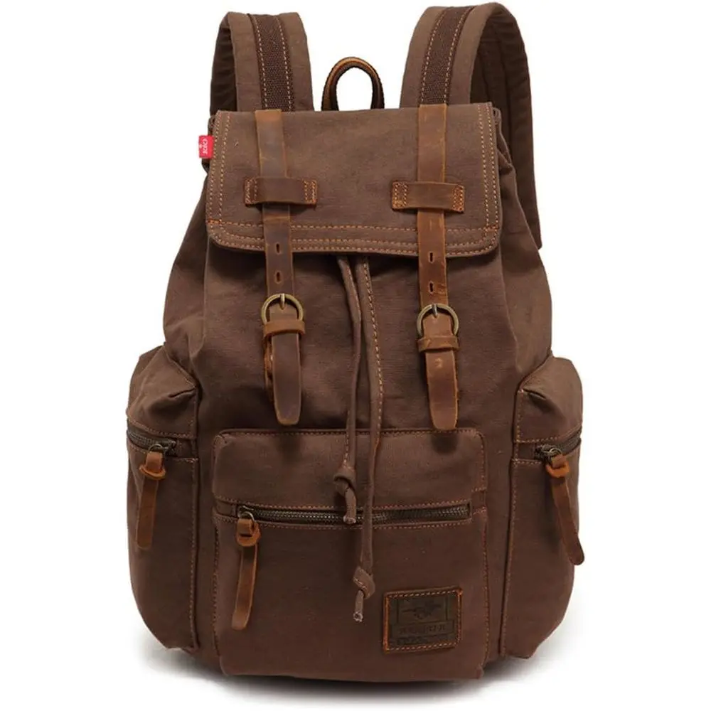 

Vintage Canvas Backpack for High-Capacity Storage, Suitable for Laptops 12-17, Ideal for School, College, Hiking, and Travel