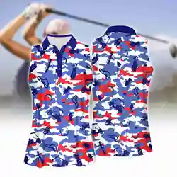 Jumeast Women Sleeveless Golf Polo Shirts 3D Printed Swing Camouflage Cartoon Sportswear Tee Workout Light Academia Y2K Clothing