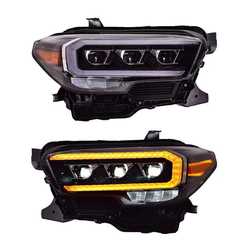 

For 2016-2024 Toyota Tacoma Head Light Headlights Upgrade Head Lamp Car Accessories DRL 3 Lens Front Lights
