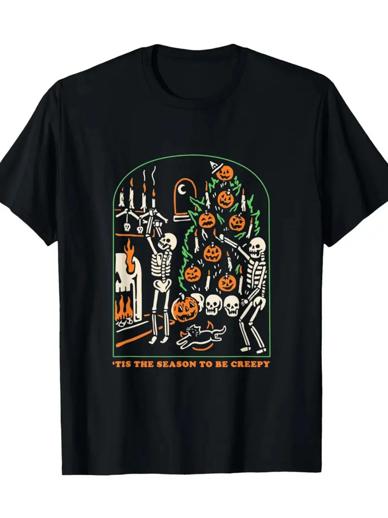 

Halloween Skull Graphic Printing Summer Autumn Winter Cotton Men's and Women's T-Shirts Short Sleeves Luxury Outdoor Sports