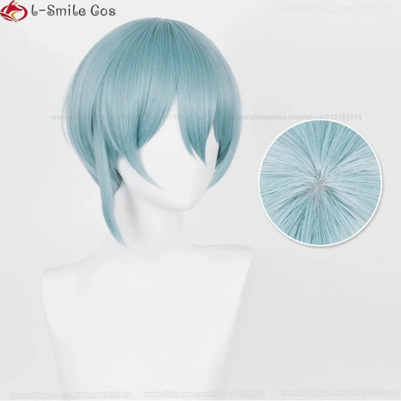 Anime Hiori Yo Cosplay 28cm Light Blue Wigs Heat Resistant Synthetic Hair Halloween Costumes + Wig Cap view 3