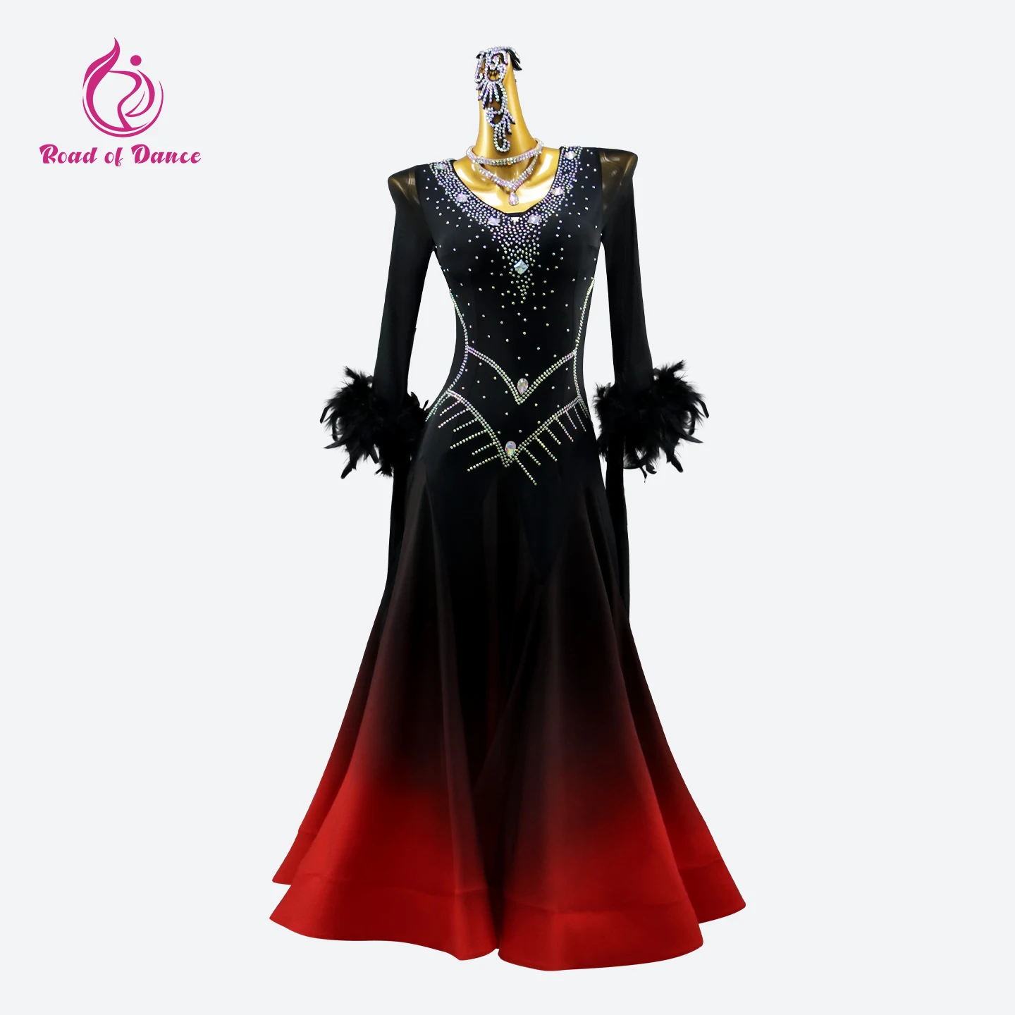 

Женское платье для вальса 2026, бальное платье для девочек, с длинным рукавом, корейский костюм для современных танцев, лирическое платье для дрэг-квин