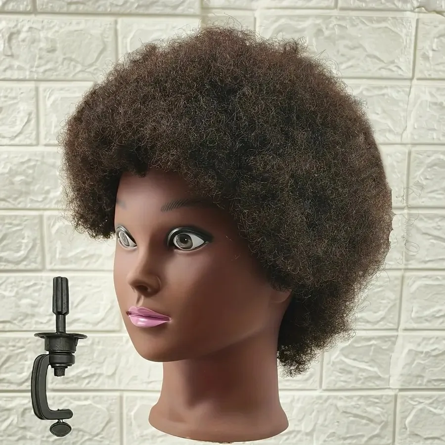 

100% Real Human Hair Mannequin Head with Table Clamp Stand for Hairdresser Practice Bing Styling Manikin Cosmetology Doll Train
