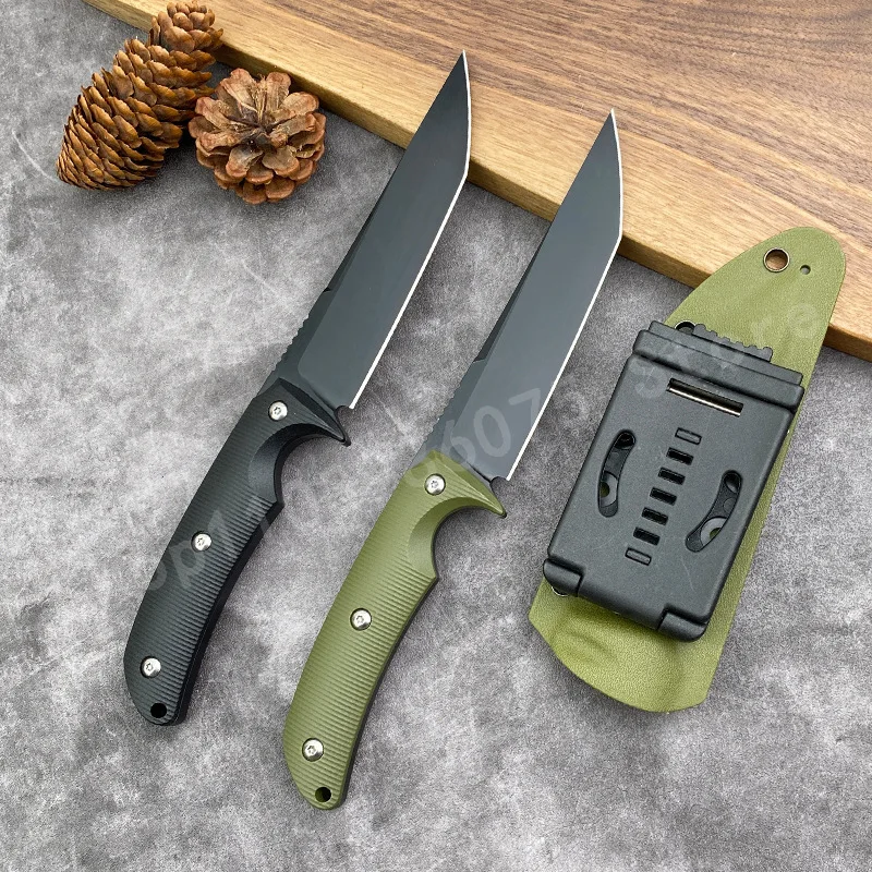 

Портативный прямой нож с ножнами, лезвие D2, рукоять G10. Высокопрочный острый портативный универсальный нож для кемпинга