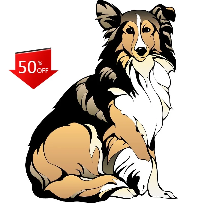 

Collie Dog Painting Sticker Sit Pretty Watercolor Love Animal Lassie Scratch-Proof Laptop Window Wall Decals