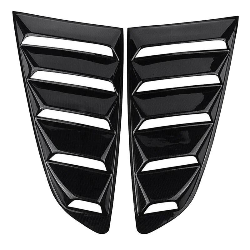 Carbon Fiber Color Rear Side Vent Quarter Window Louver Shutter Cover Trim for Ford Mustang