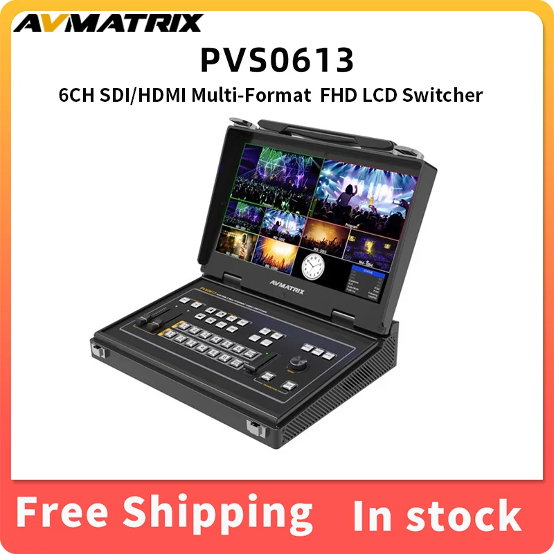 AVMATRIX PVS0613 13.3& Portable 6CH SDI/HDMI Multi-Format Video FHD LCD Switcher With PiP Mode, Audio Mixer, GPIO Interface