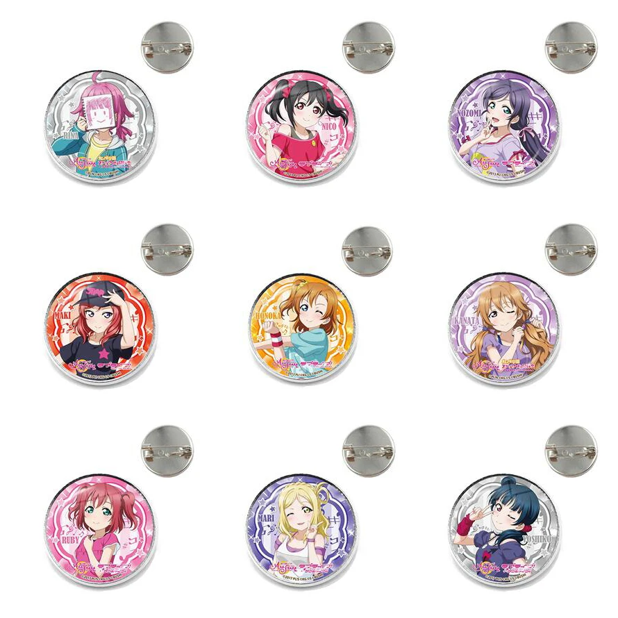 Love Live All Stars Anime Badge μ's Aqours PDP Lovelive Sunshine Perfect Dream Project Game Metal Badge Brooch Pins Gift