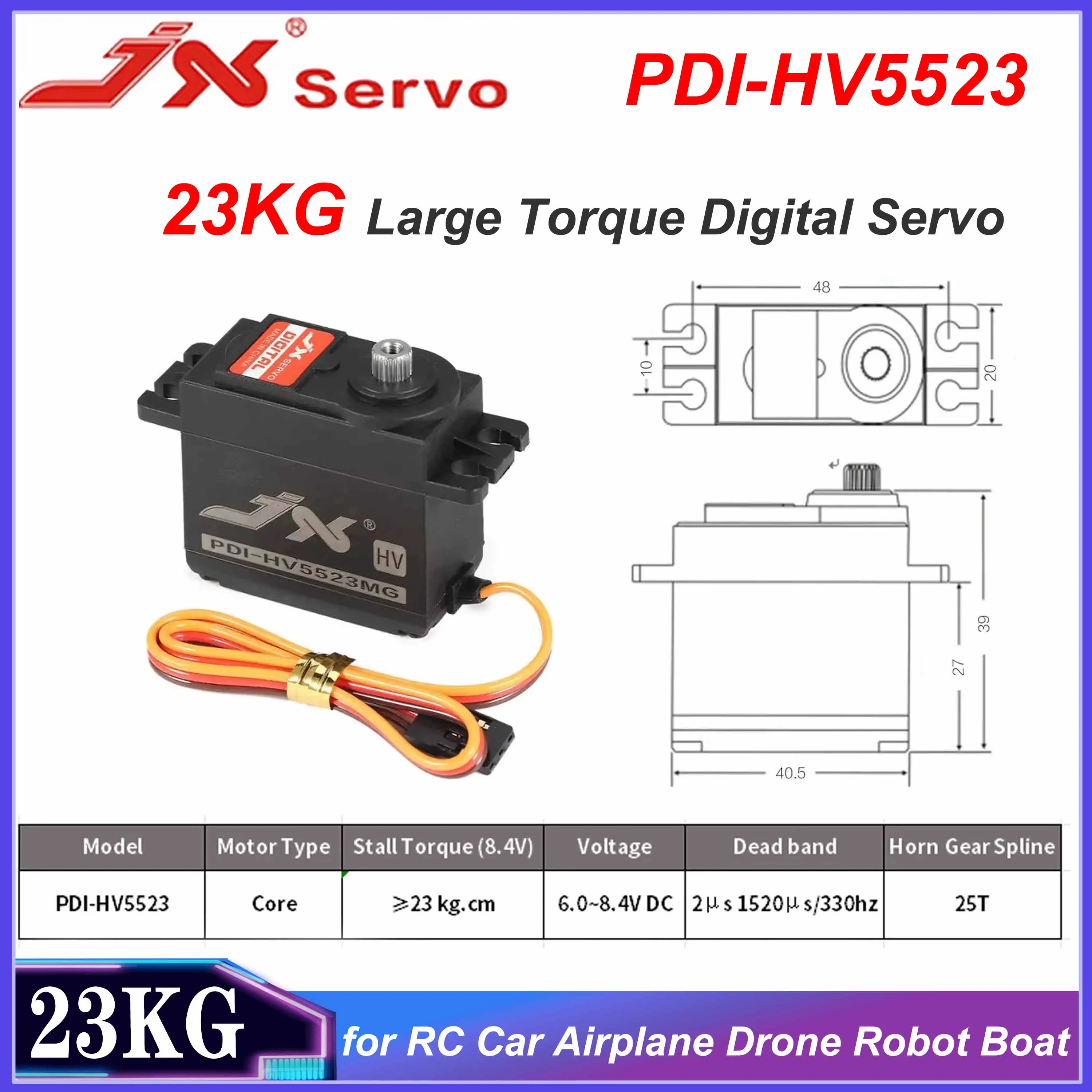 JX Servo PDI-HV5523 23kg HV High Voltage Digital Servo Metal Gear for RC Car Airplane Aircraft Drone Robot Boat Wltoys DIY Parts