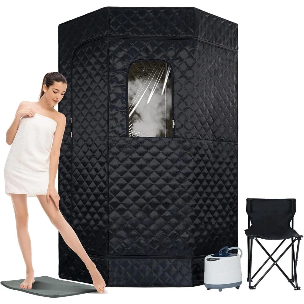 Portable Steam Sauna Box,Full Size Pentagon Sauna, Indoor Personal Home Spa Sauna Kit,Detox & Relaxation Steam Room