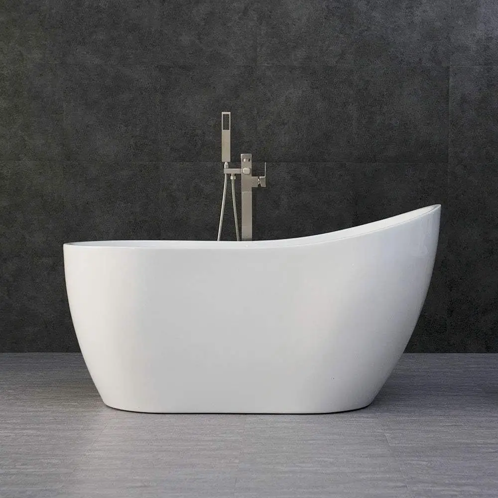 Acrylic Freestanding Contemporary Soaking Tub with Brushed Nickel Overflow and Drain B-0006 / BTA1507 54