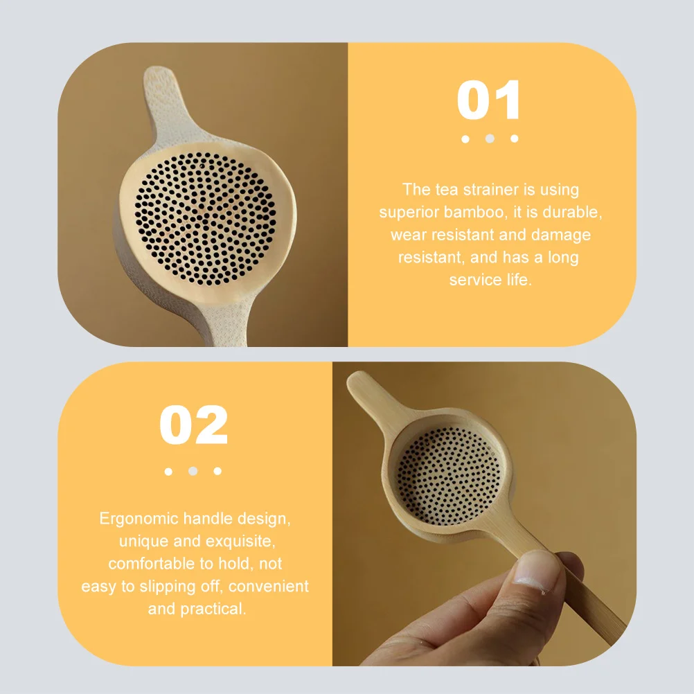

Bamboo Filter Handmade Strainer Wear-Resistant Ergonomic Handle Comfortable Grip Long-Lasting Ceremony Accessory