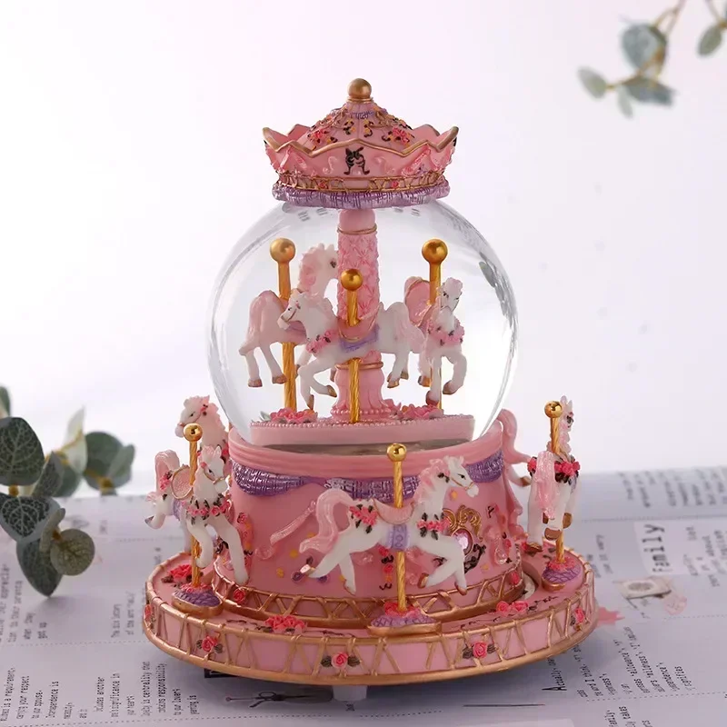 Carousel Music Box Crystal Ball Octopus Box Valentine's Day Gift for Girlfriend Children's Birthday Gift Girls