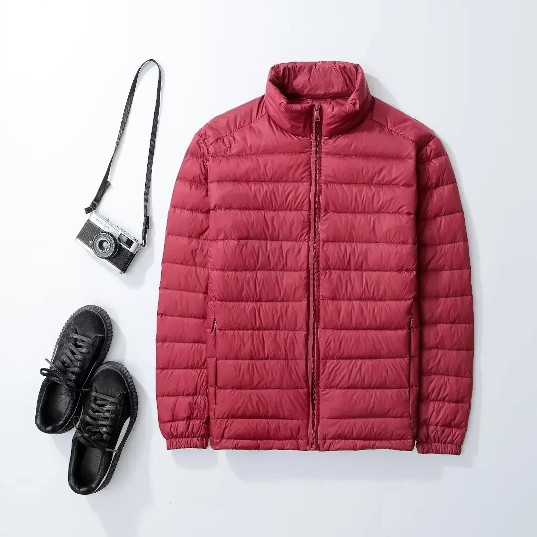 Men's stand-up collar ultra-light quilted cotton coat - Winter windproof and warm white coat -Simple and versatile cotton jacket