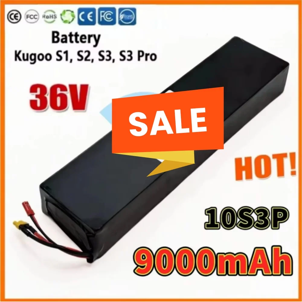 

9000mAh 18650 Lithium-Ion Battery 10S3P 36V 500W with Built-in BMS for KUGOO S1 S2 S3 Electric Scooter High Capacity Rechargeabl