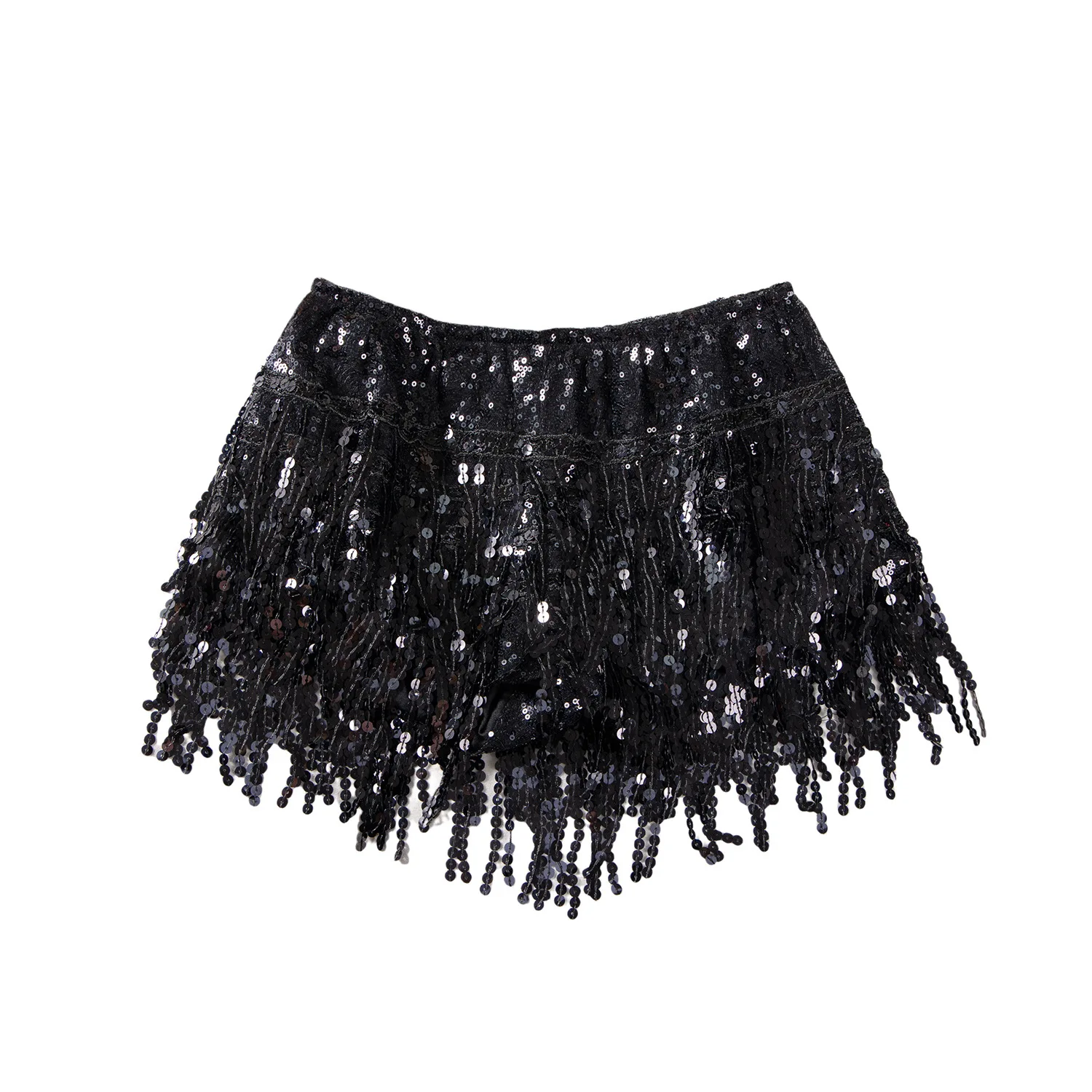 women's sequined fringed shorts skirts