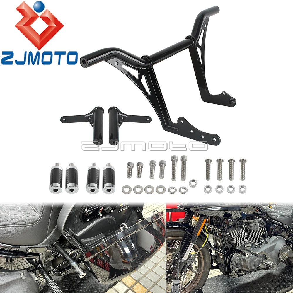 

Front Highway Engine Guard Crash Bar Rear Saddlebag Guards Frame Slider Bumper For Harley Softail Low Rider ST 117 FXLRST 22-24