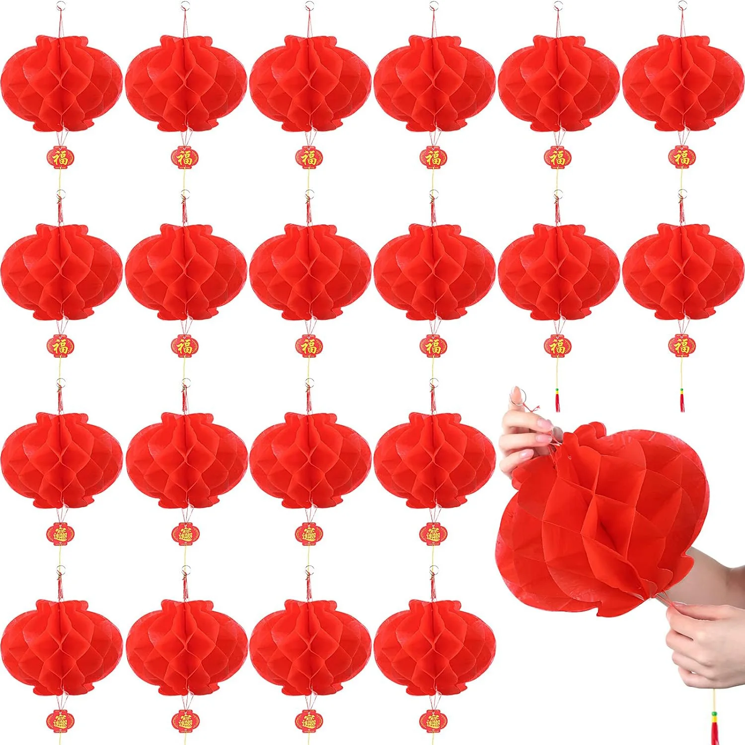 10inch Chinese Red Paper Lantern Lamps Festival Decorations for New Year, Spring Festival, Wedding and Restaurant