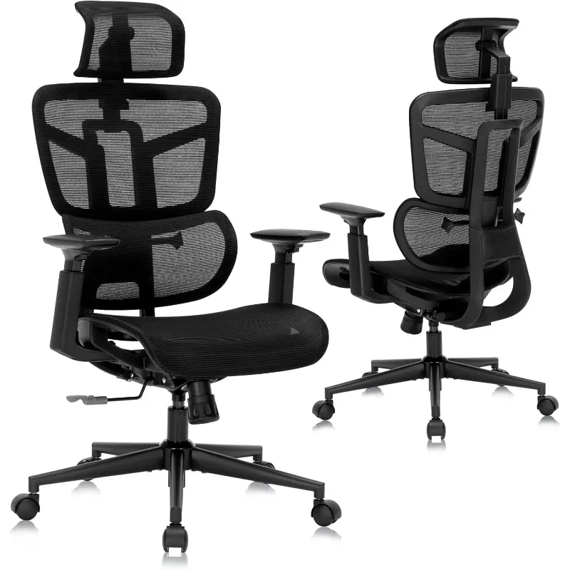 

Office Computer Desk Chair, Ergonomic Desk Chair Mesh Computer Chair with Wheels, Adjustable 4D Smart Lumbar Support, Armrests,
