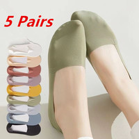 5 Pairs Women Socks High Quality Matching Casual Socks Summer Thin Cotton Bottom Non-slip Invisible Low Short Socks Breathable