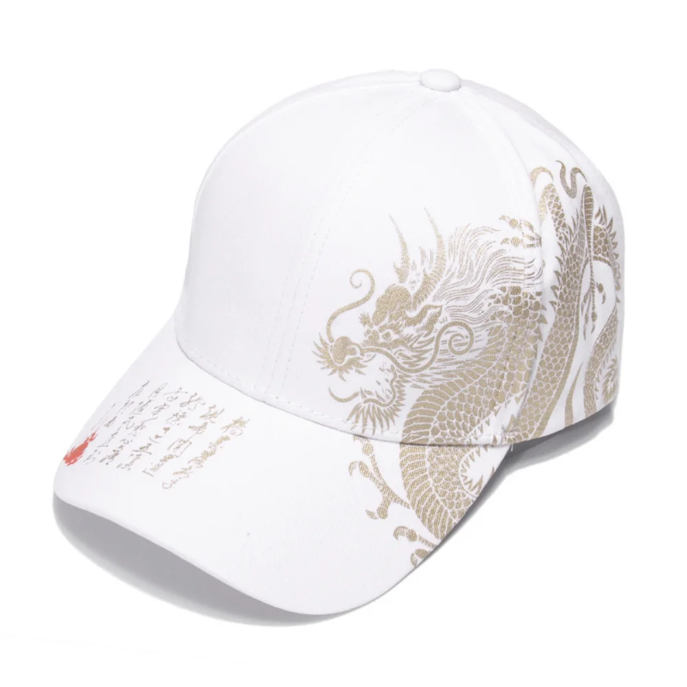 New Chinese-style folk art gold-embossed dragon-pattern calligraphy baseball cap - trendy for all occasions, casual wear