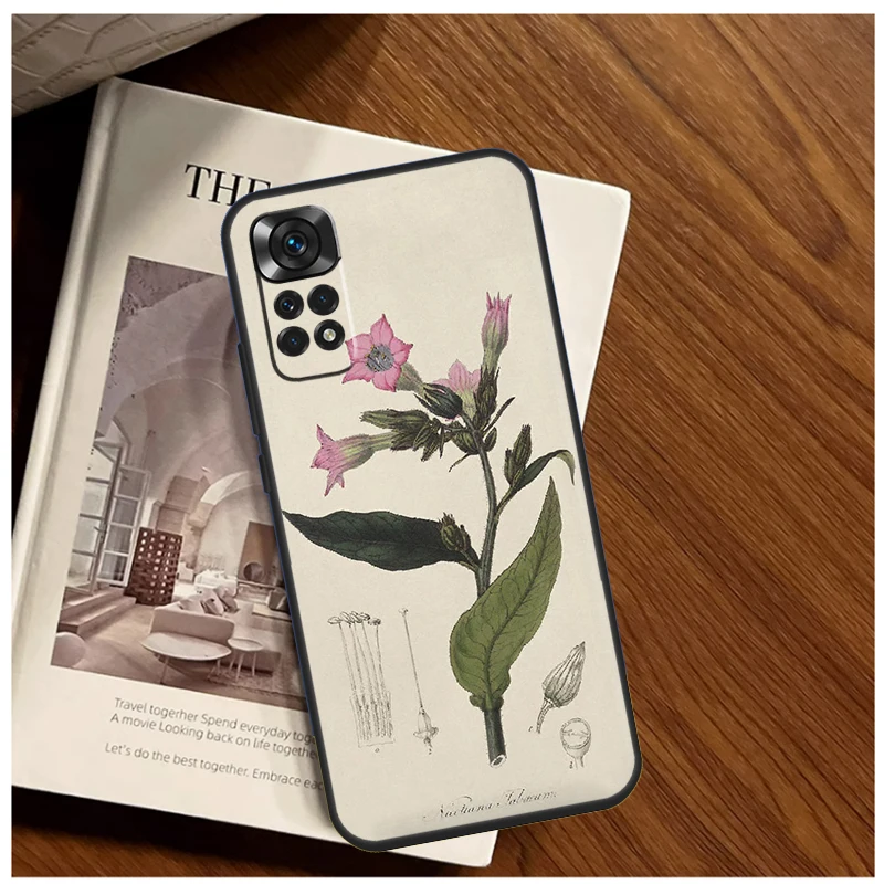 Botanical Drawings Flowers Plants Case For Xiaomi Redmi Note 12 11 10 8 9 Pro 12 Turbo 9S 10S 11S 12S Redmi 12C 9C 10C Cover