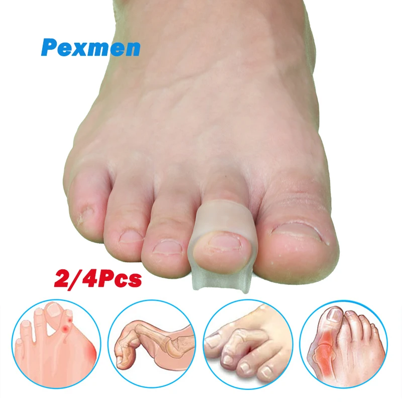 Pexmen 2/4Pcs Gel Hammer Toe Corrector Hammertoe Straightener for Curled Crooked Bent Claw Toes Stop Toe Overlap and Rubbing