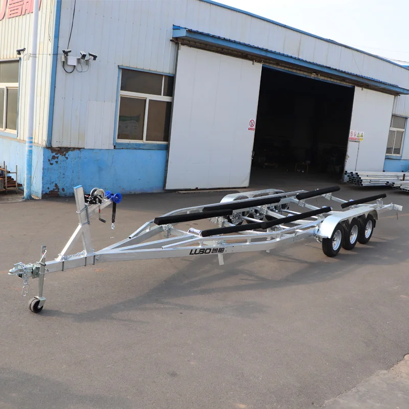 10m 3-Axle Wooden Bunk Boat Trailer Durable Watercraft Transport Trailer