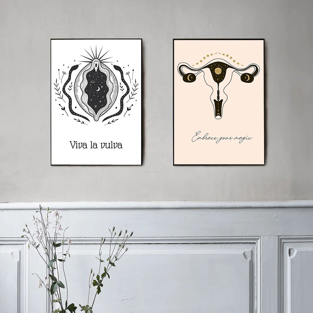 Boho Feminist Pagan Mantra Wiccan Snake Girl Body Organ Canvas Painting Wall Art Poster Print Abstract Living Room Home Decor