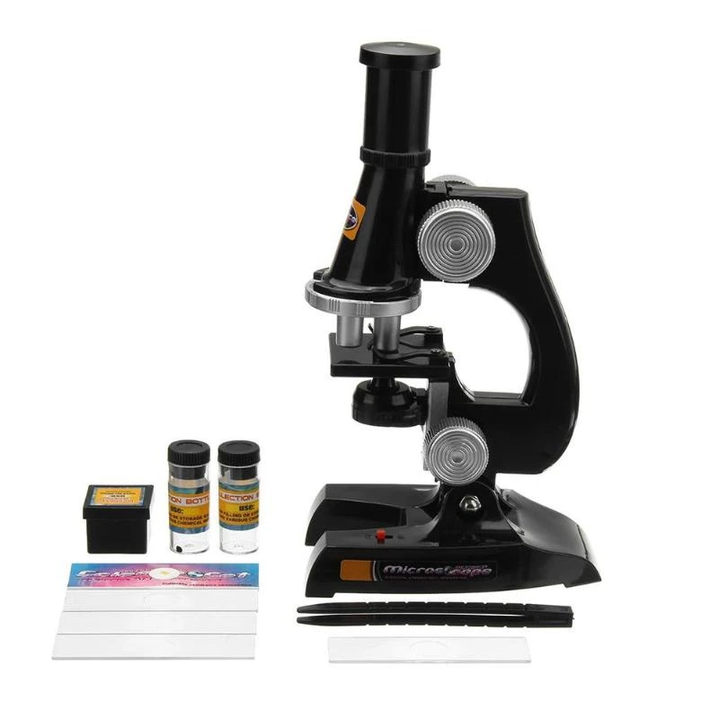 Microscope Kit Lab Led 100X/200X/450X Homeschool Science Educational Toy Gift Refined Biological Microscope For Kid Child