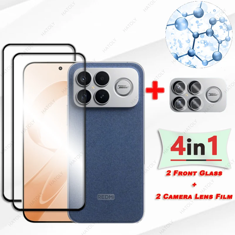 ل Xiaomi Redmi K90 Pro Max واقي شاشة زجاجي لـ Redmi K90 Pro Max Film حافة سوداء طبقة رقيقة واقية حامي عدسة الكاميرا