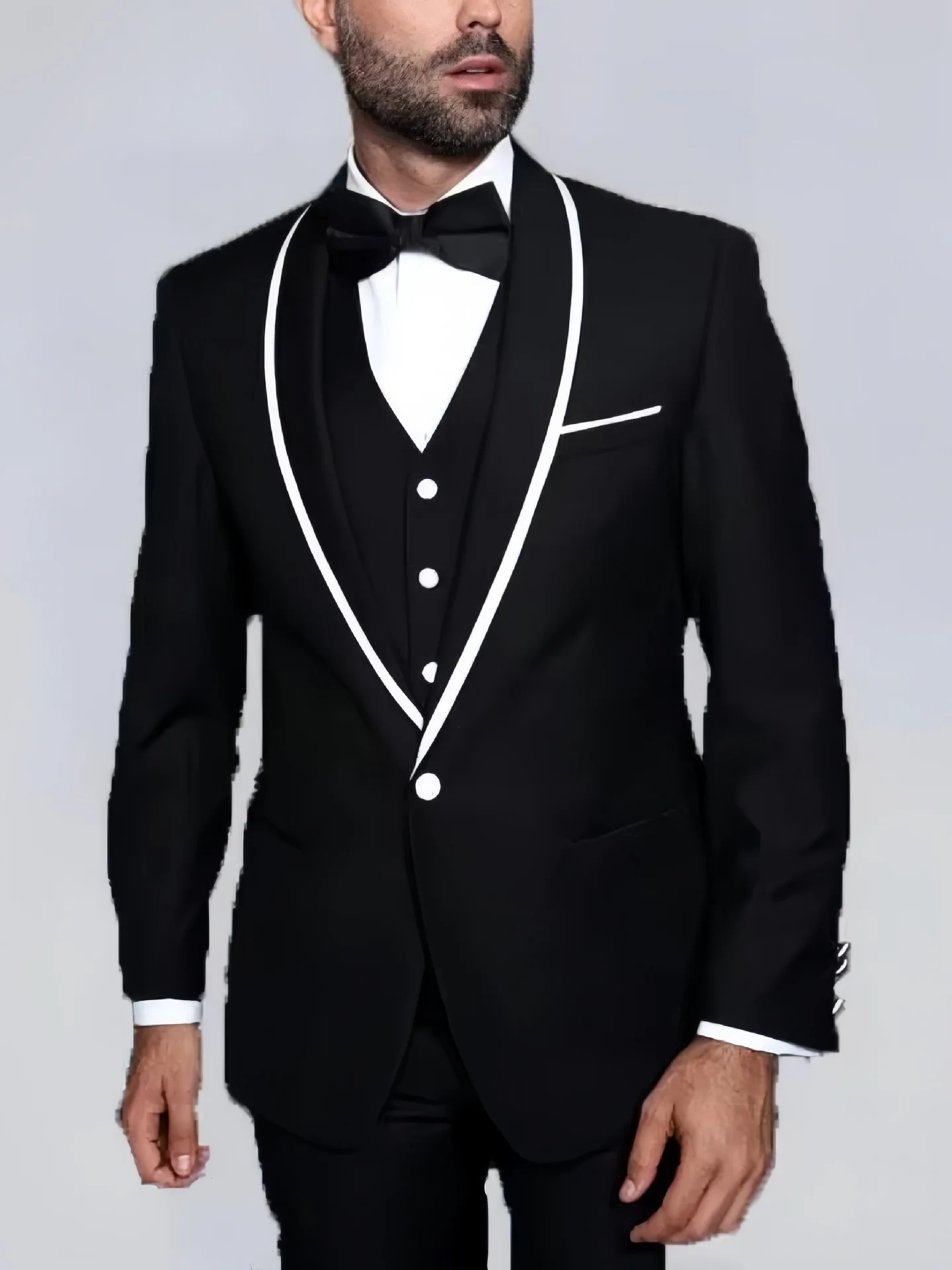 Ensemble de costume d'affaires décontracté pour hommes, coupe cintrée, Tuxedos de mariage de haute qualité, costume 3 pièces pour hommes (Blazer + gilet + pantalon)