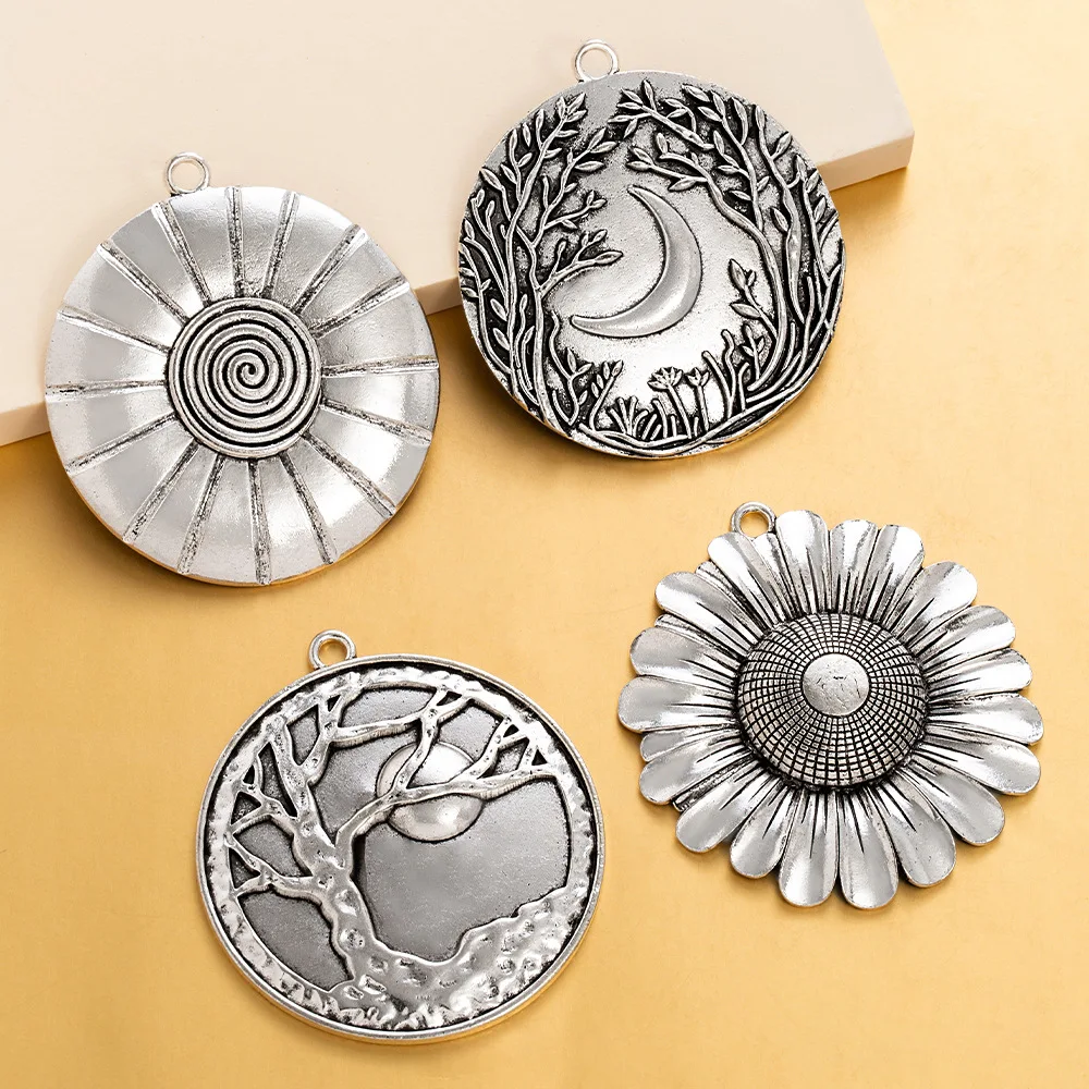 

diy jewelry best-selling alloy large flower ancient silver pendants, fashionable clothing accessories