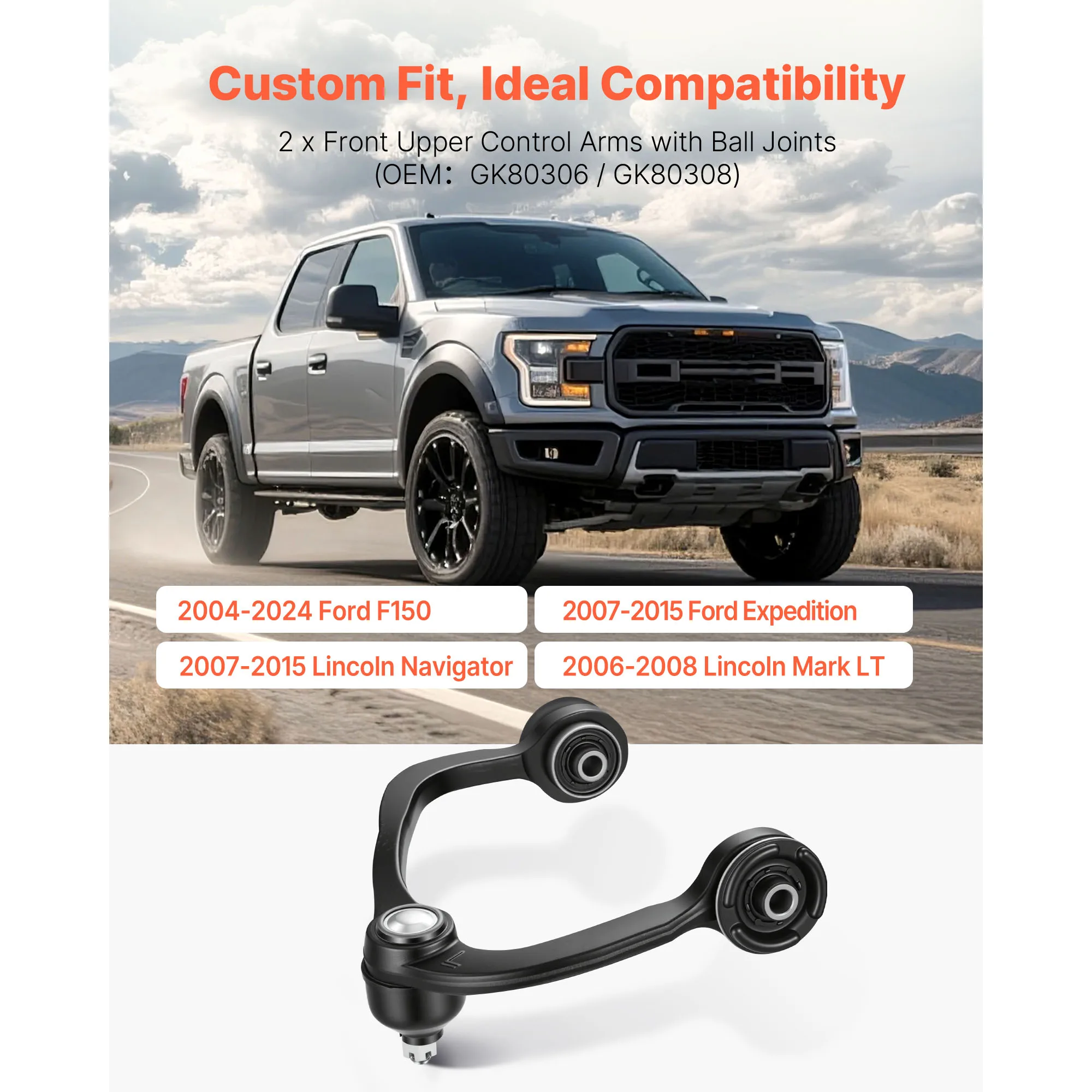 VEVOR Control Arm Kit OEM Suspension with Ball Joints 2/10/12/14PCS Compatible with Ford GMC ACURA Chrysler More for Vehicle