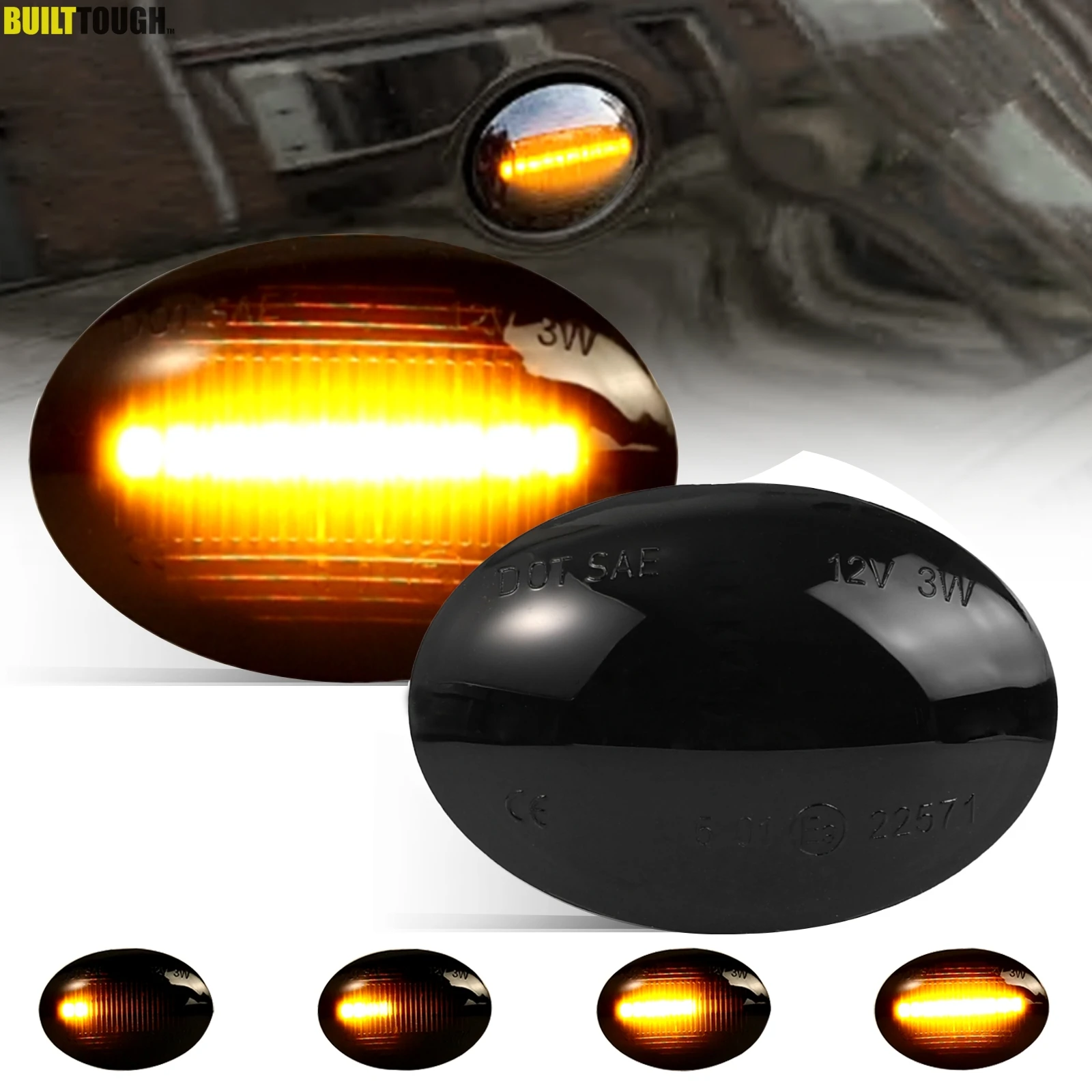 2X Dynamic Side Marker Lamps Turn Signal DOT Ip65 Plug And Play Canbus Error Free Smoke For Lancia Lybra 2001 Accessories Light