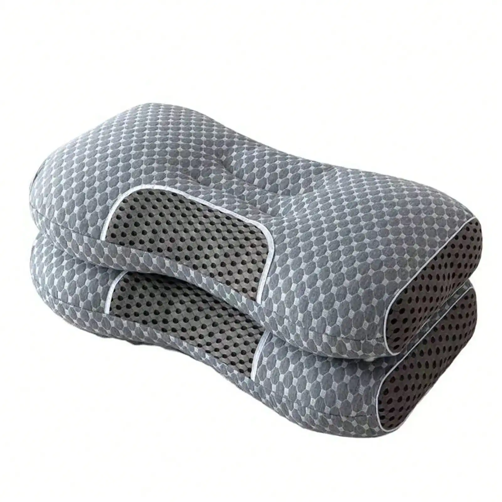 2pcs Soft Knitted Massage Pillow, Elastic And Non Collapsing Pillow Core, Cervical Pillow To Protect Sleep, Machine Washable Pillowcase