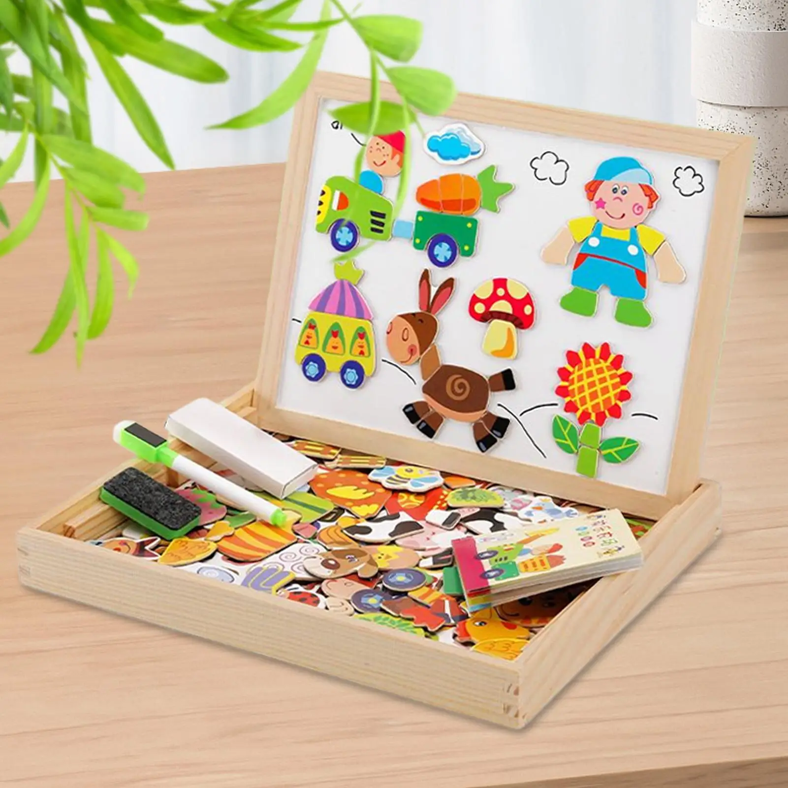 Kids Magnet Board Wooden Magnetic Writing Board For Kids Educational Toy Drawing Game For Learning Tool Preschool Classroom
