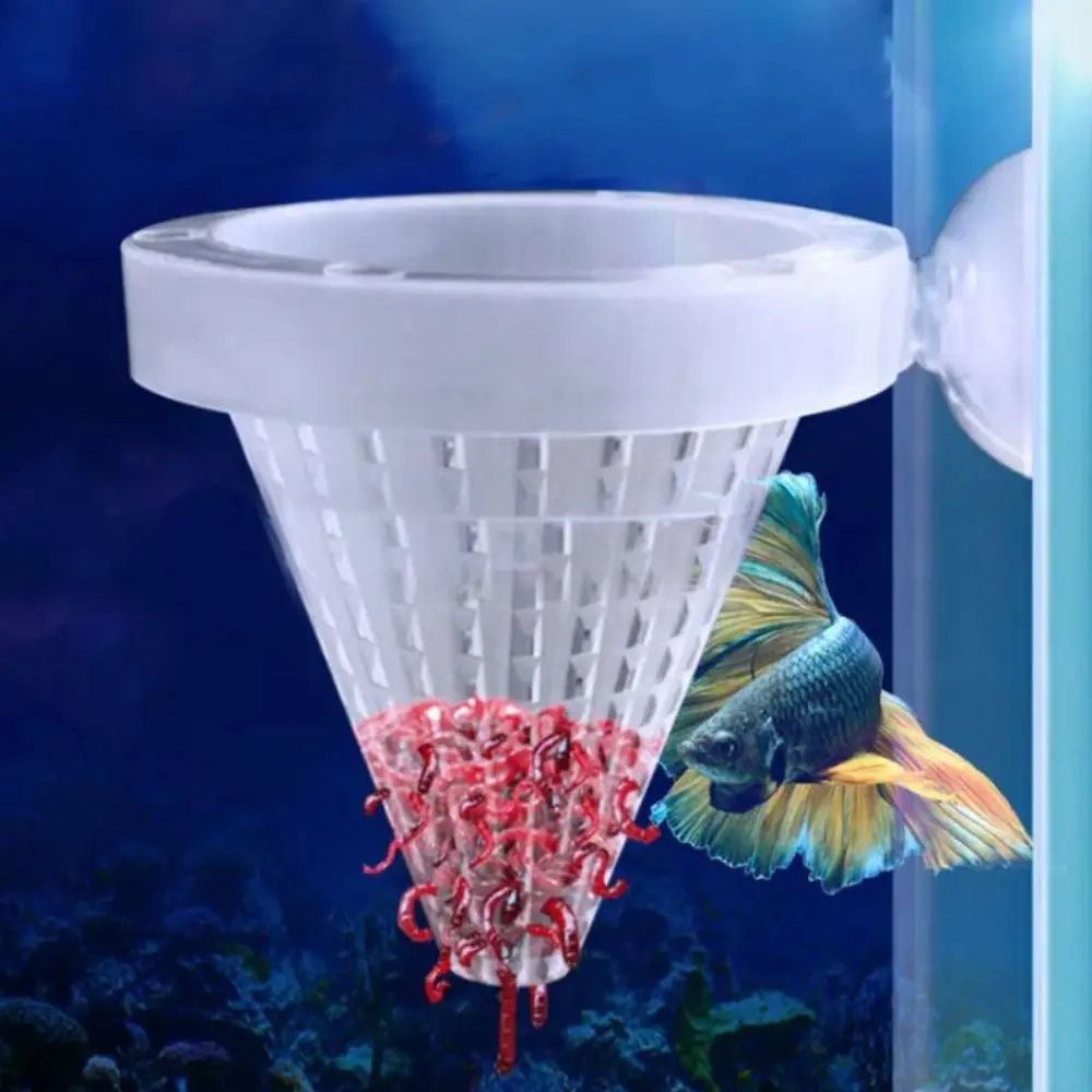 Plastic Automatic Feeder High Quality Tapered Hopper Basket With Suction Cup Fish Tank Cone Conical feeder