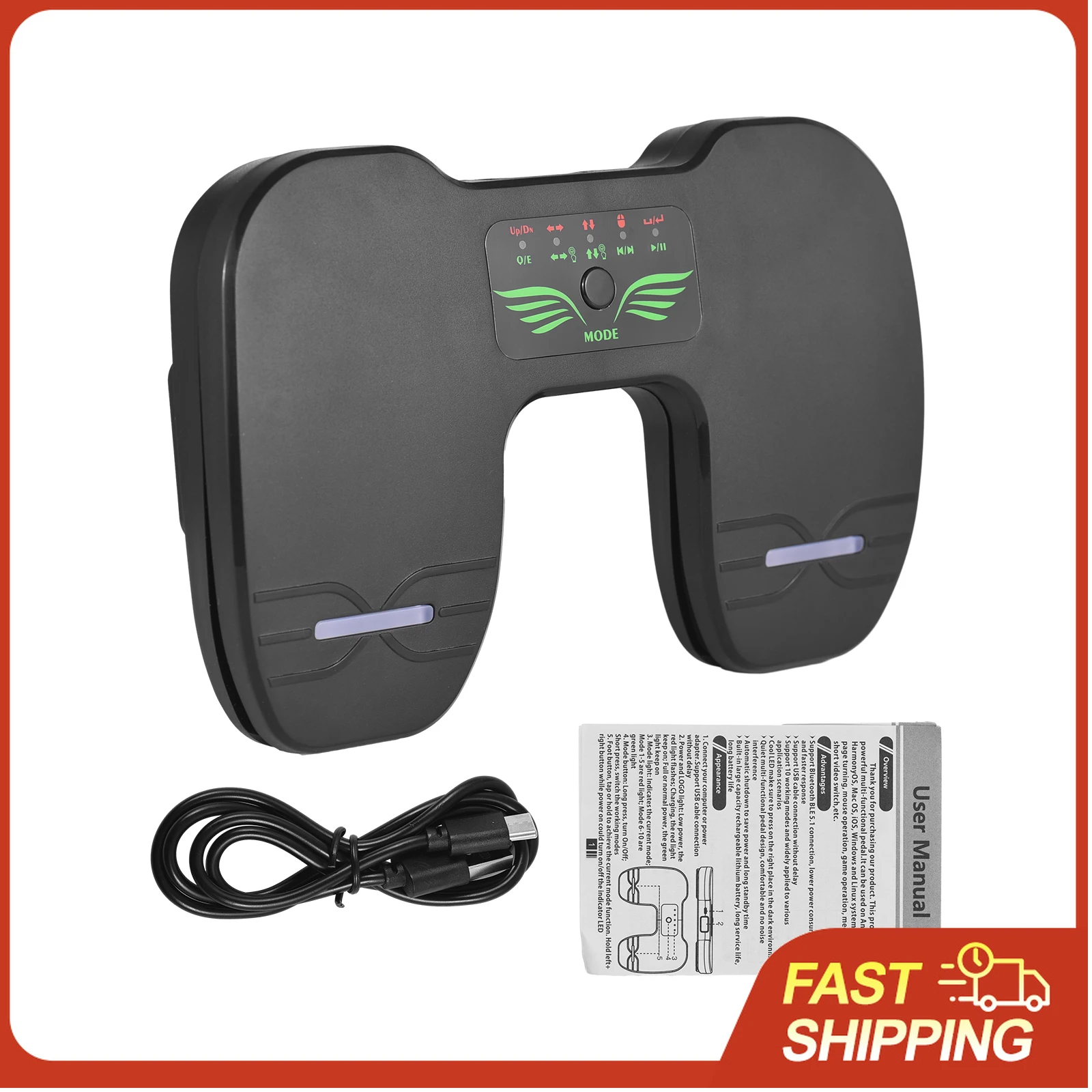Wireless Page Turner Pedal Portable Music Page Turner for Tablets Smartphones BT Foot Page Turner Rechargeable & Anti-Skid Pad