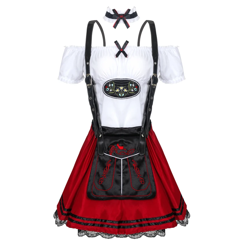 Carnival Oktoberfest Dirndl Costume Lovely Wench Top Skirt Roleplay Cosplay Halloween Fancy Party Dress