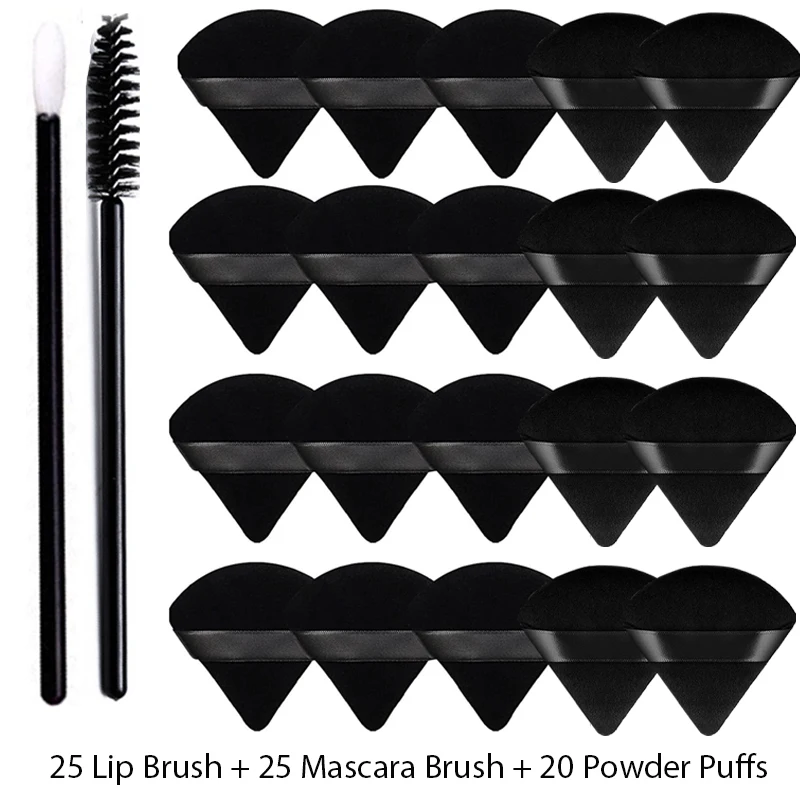 Ensemble d'éponges de maquillage en velours triangle, bouffée de poudre, brosse à cils, cosmétiques lavables, légers, accessoires d'outils de maquillage, 50 pièces, 20 pièces