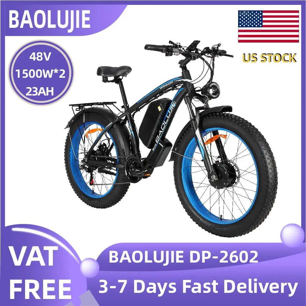 

BAOLUJIE DP-2602 Electric bicycle 3000W Motor 48V23Ah battery City Commuter Electric Bike 26inch tireall terrain E-bike