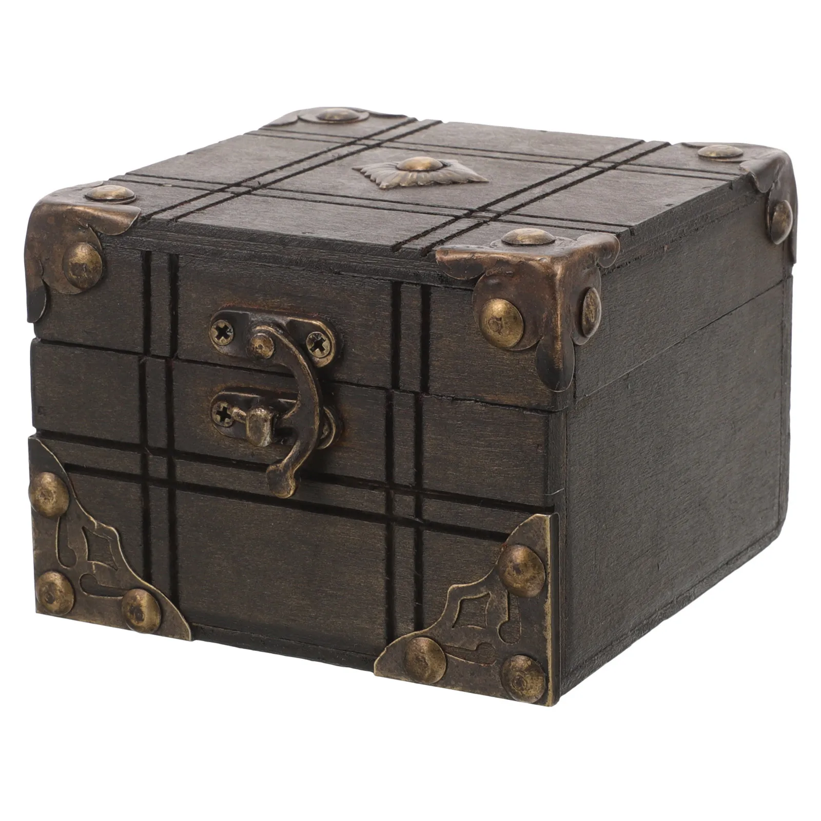 صندوق منظم مجوهرات خشبي عتيق على الطراز الأوروبي تخزين متعدد الوظائف للخواتم والكريستال والحلي لسطح المكتب #1