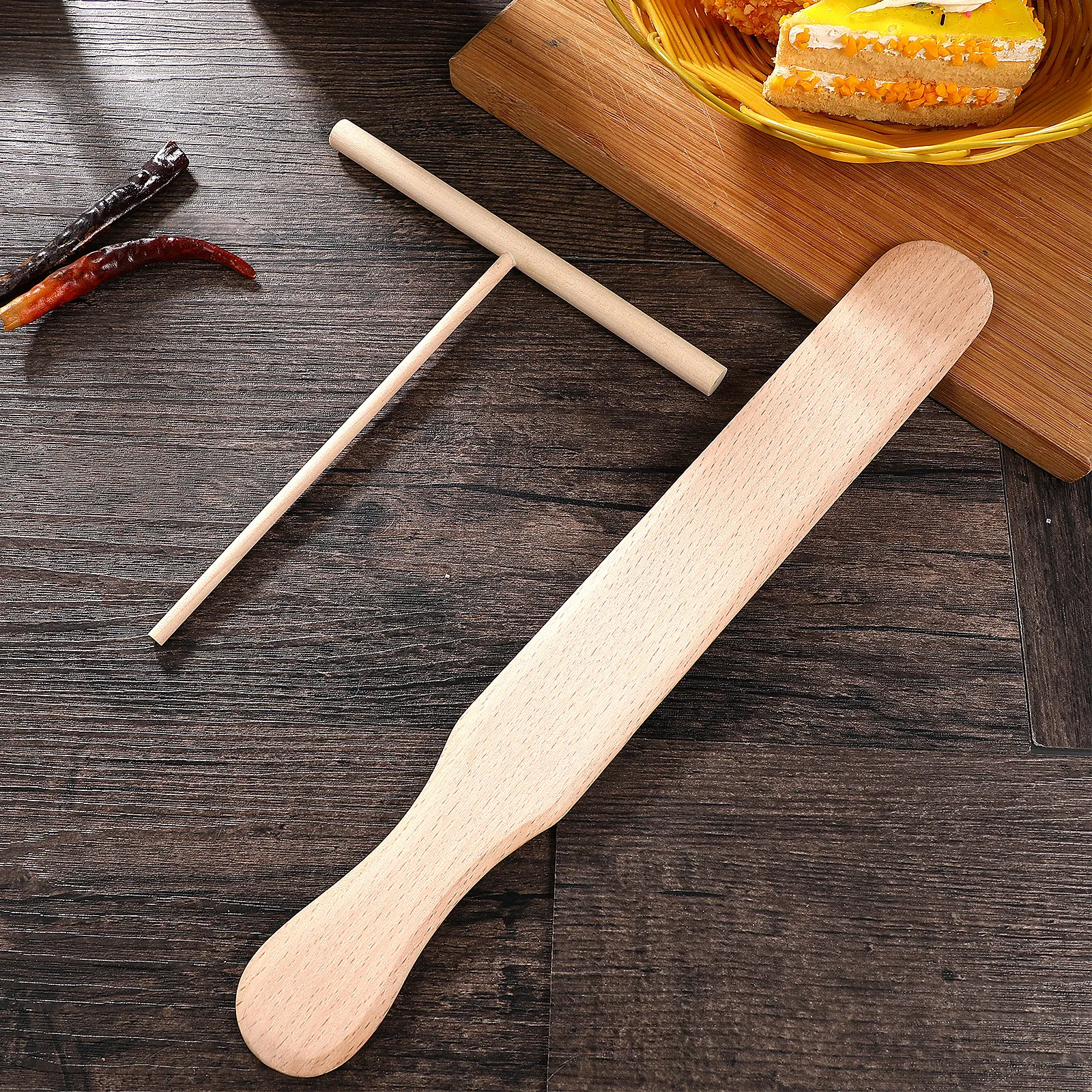

2Pcs Crepe Wooden Spatula Set Pancake Tortilla Cooking Tools Ergonomic Handle Non Scratch Kitchen Utensils Essential Crepe Maker