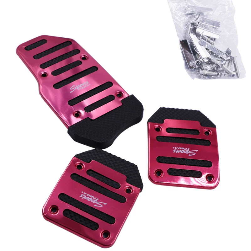 Universal 3pcs Car Brake Clutch Throttle Pedal Aluminium Pad Cover for  Manual Gearbox Car-styling Accessories